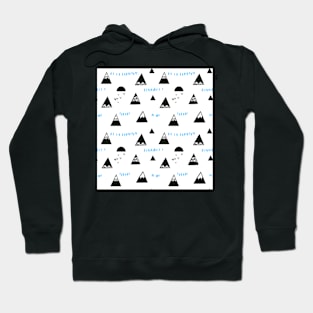 In naive style. Mountains and birds. Hoodie